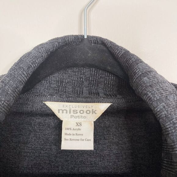 Exclusively Misook Cardigan Long Sleeve Sweater Heather Gray XSmall Petite XSP - Picture 8 of 9